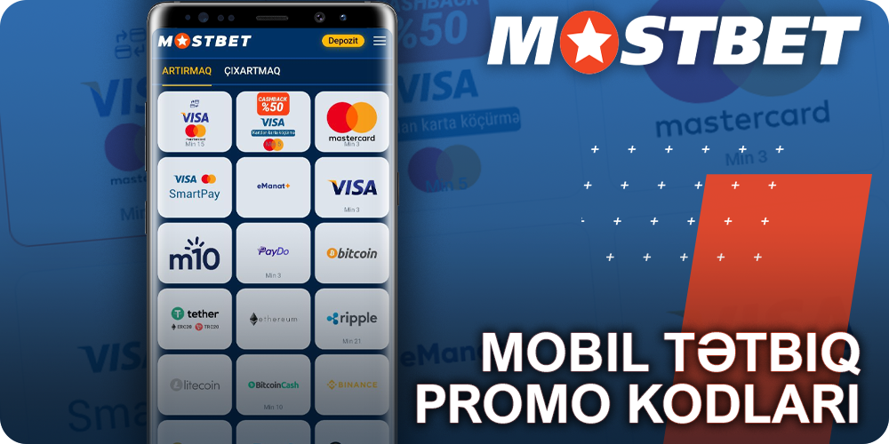 Mostbet mobil proqramında ödəniş üsulları