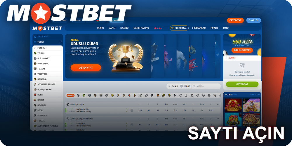 Mostbet rəsmi saytını açın